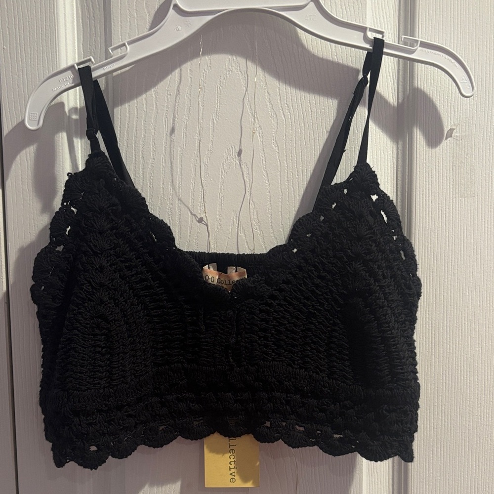 Black Crochet Crop Top